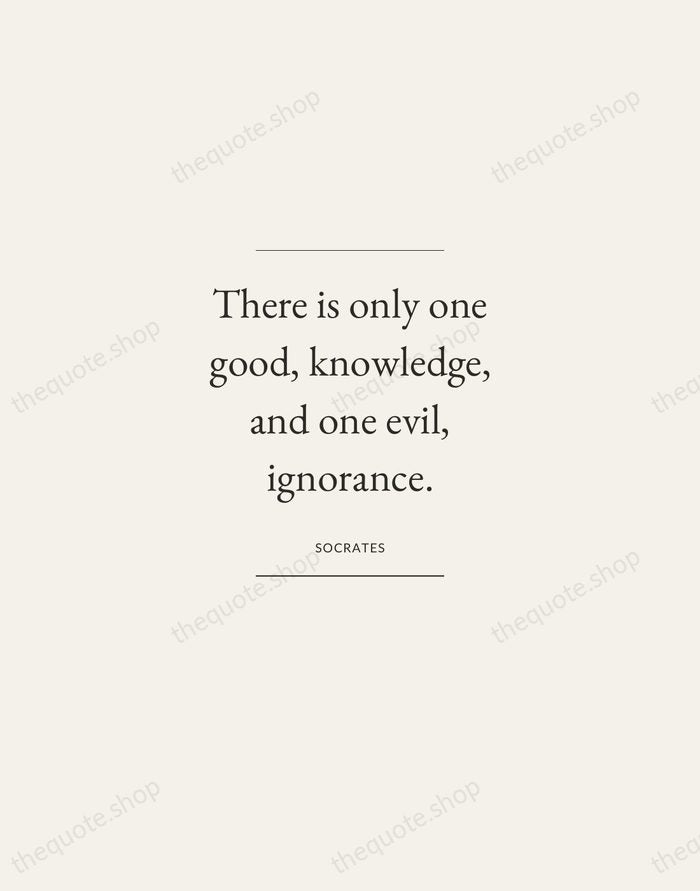 There is only one good, knowledge, and one evil, ignorance. — Socrates — Gallery Frame