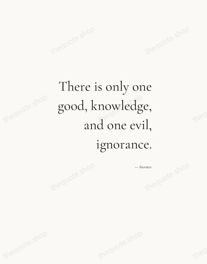 There is only one good, knowledge, and one evil, ignorance. — Socrates — Soft Serif Right