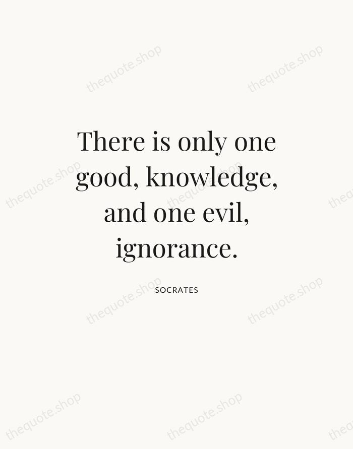 There is only one good, knowledge, and one evil, ignorance. — Socrates — Statement Serif