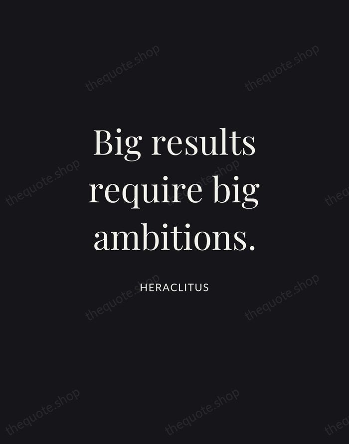 Big results require big ambitions. — Heraclitus | Printable Wall Art — Midnight Serif