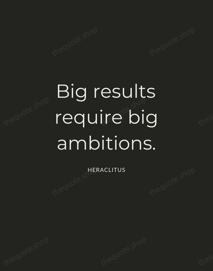 Big results require big ambitions. — Heraclitus — Charcoal Sans