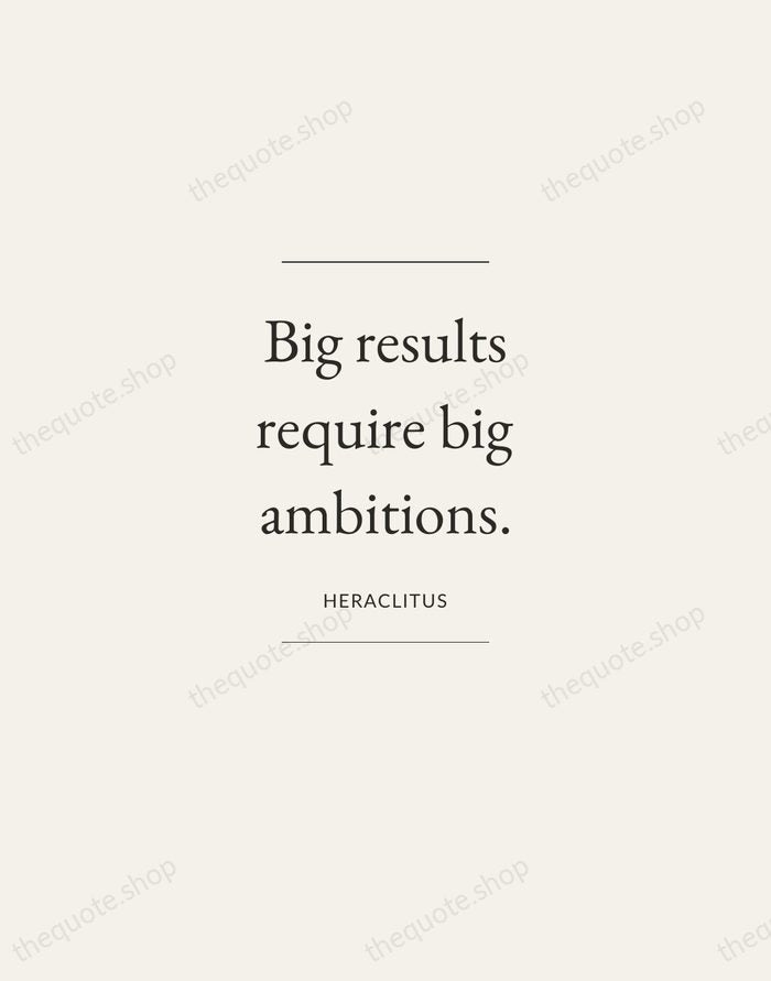 Big results require big ambitions. — Heraclitus — Gallery Frame