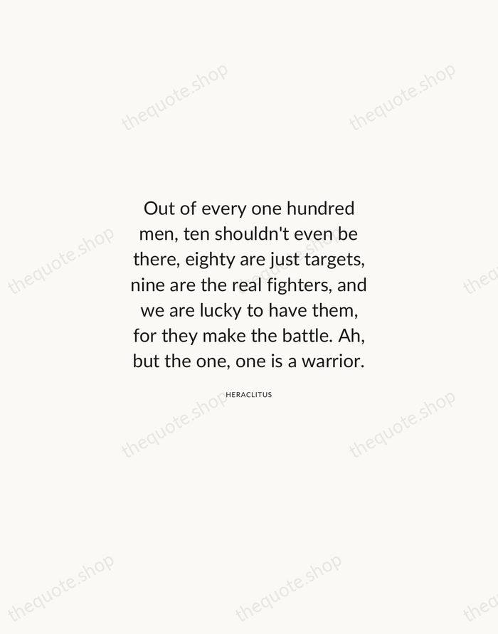 Out of every one hundred men, ten shouldn't even be there, eighty… — Heraclitus — Modern Sans Calm