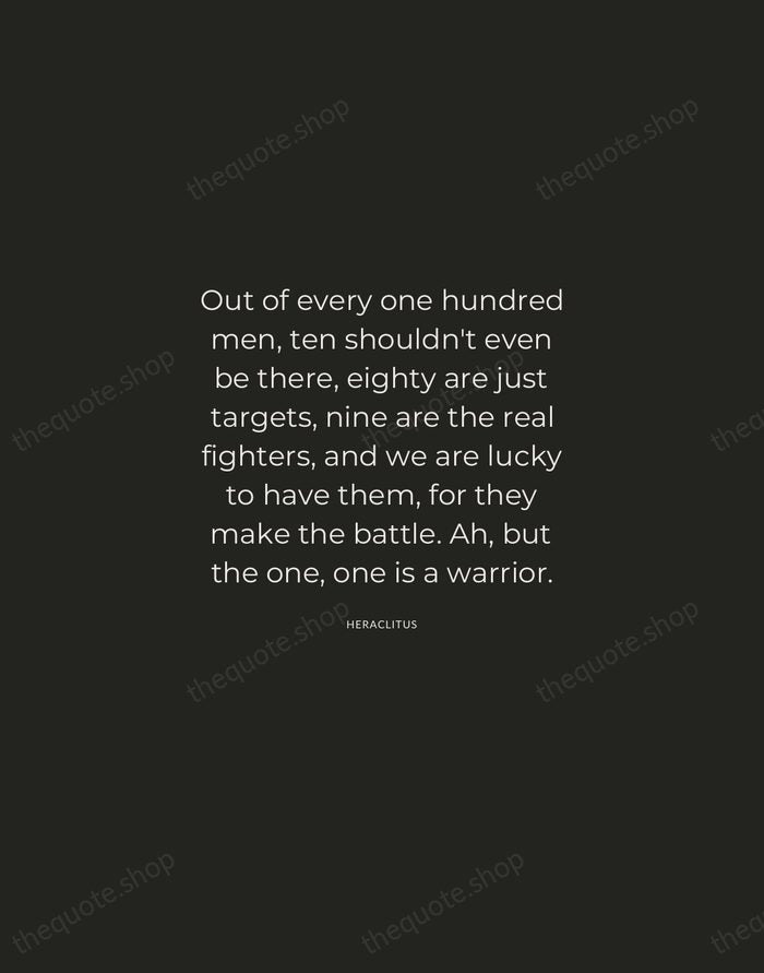 Out of every one hundred men, ten shouldn't even be there, eighty… — Heraclitus — Charcoal Sans