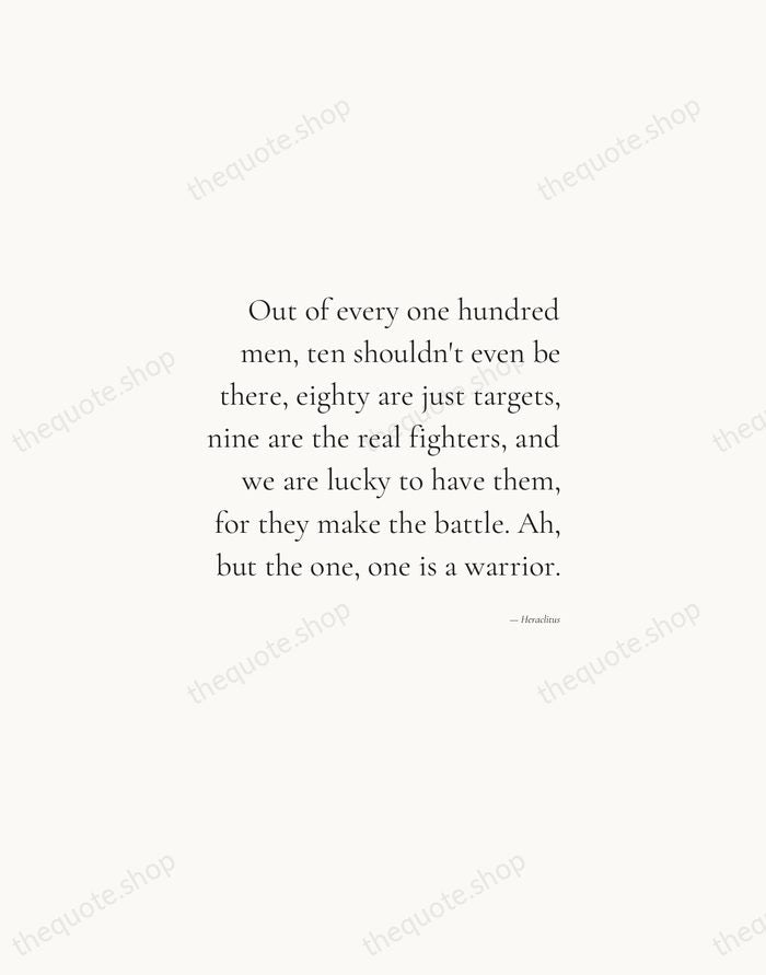 Out of every one hundred men, ten shouldn't even be there, eighty… — Heraclitus — Soft Serif Right