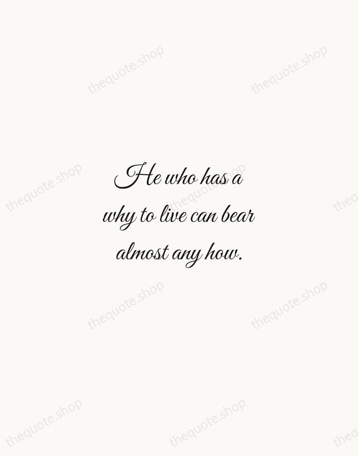 He who has a why to live can bear almost any how. — Friedrich Nietzsche — Script Whisper