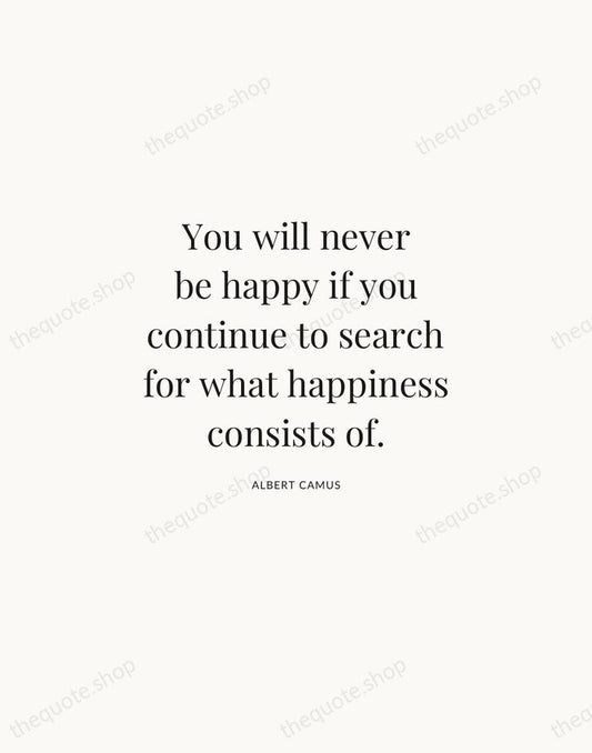 You will never be happy if you continue to search for what… — Albert Camus | Printable Wall Art — Atelier Serif