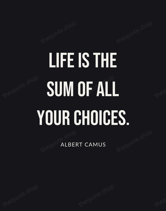 Life is the sum of all your choices. — Albert Camus | Printable Wall Art — Poster Condensed