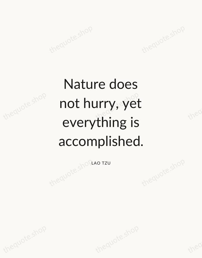 Nature does not hurry, yet everything is accomplished. — Lao Tzu — Modern Sans Calm