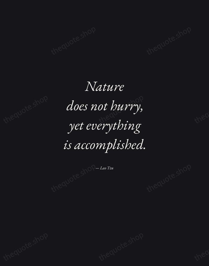 Nature does not hurry, yet everything is accomplished. — Lao Tzu — Manuscript Italic