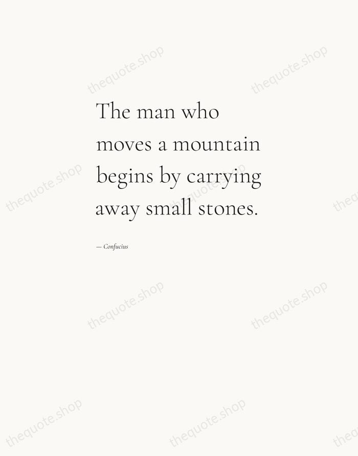 The man who moves a mountain begins by carrying away small stones. — Confucius — Editorial Left Serif