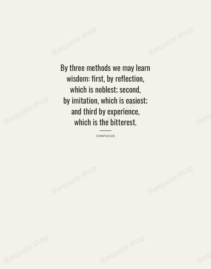 By three methods we may learn wisdom: first, by reflection, which is… — Confucius — Letterpress Caps