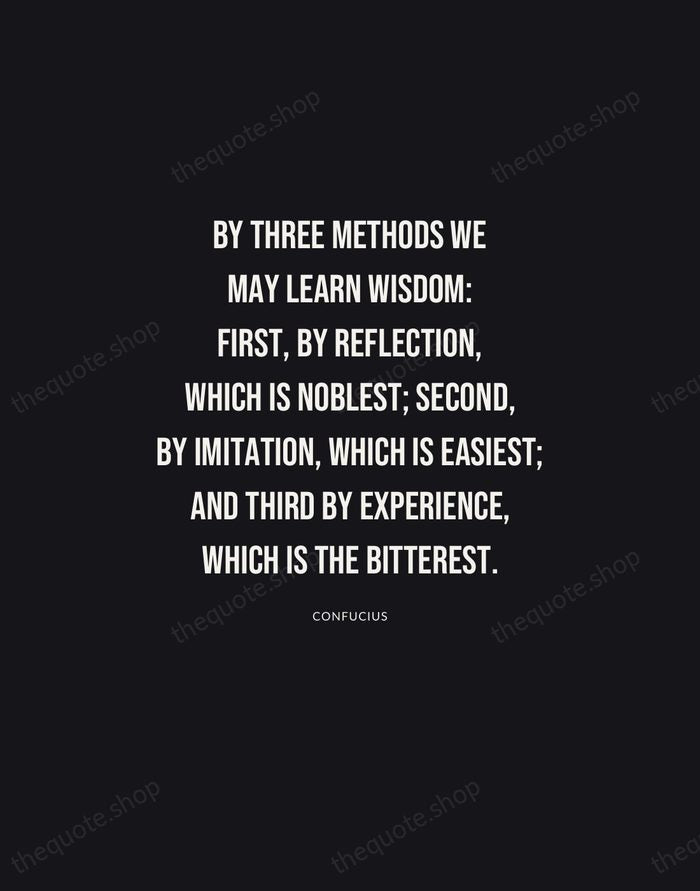 By three methods we may learn wisdom: first, by reflection, which is… — Confucius | Printable Wall Art — Poster Condensed