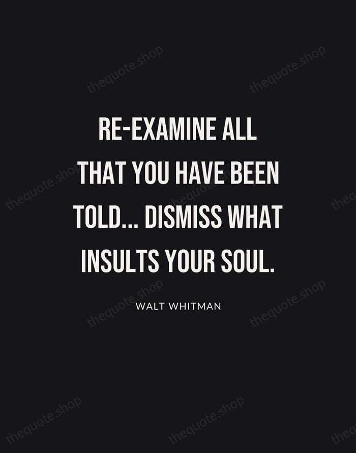 Re-examine all that you have been told... dismiss what insults your soul. — Walt Whitman | Printable Wall Art — Poster Condensed