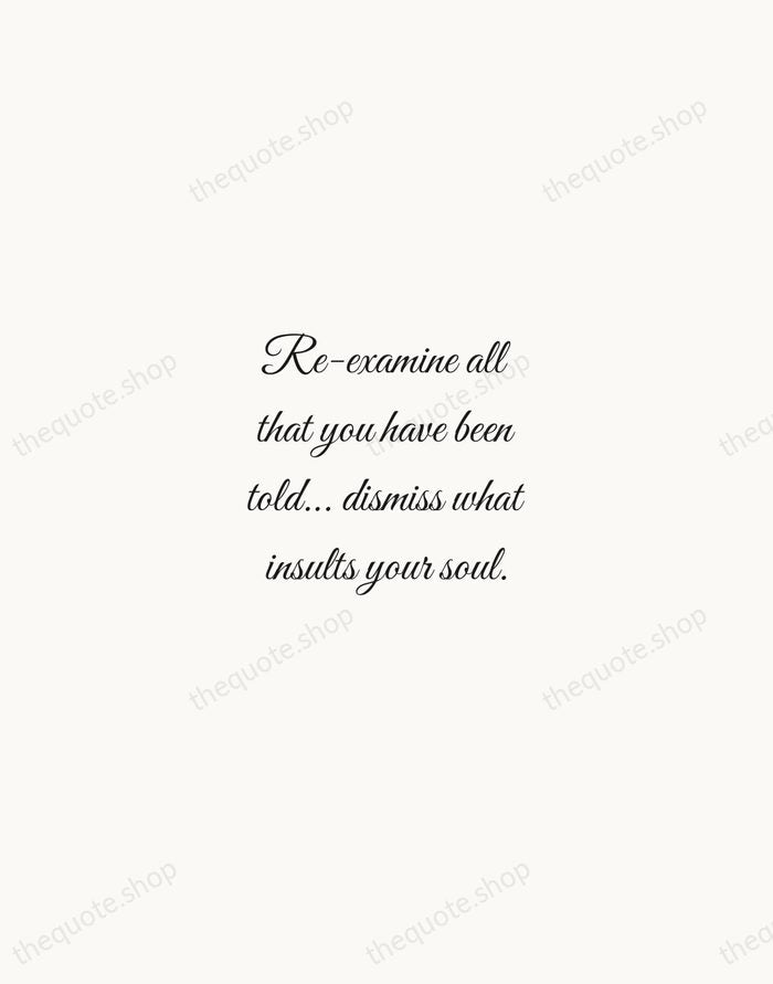 Re-examine all that you have been told... dismiss what insults your soul. — Walt Whitman — Script Whisper