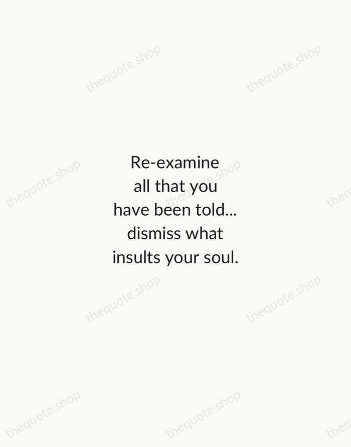 Re-examine all that you have been told... dismiss what insults your soul. — Walt Whitman — Minimal Unsigned