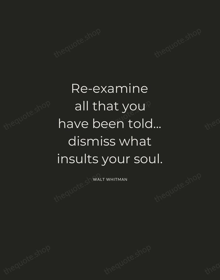 Re-examine all that you have been told... dismiss what insults your soul. — Walt Whitman — Charcoal Sans