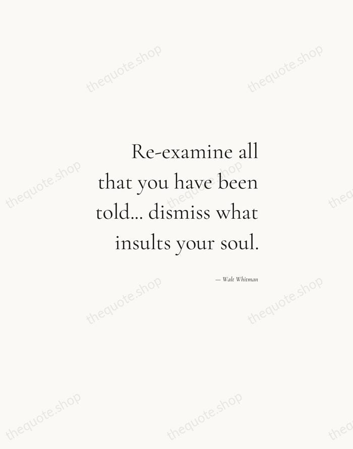 Re-examine all that you have been told... dismiss what insults your soul. — Walt Whitman — Soft Serif Right