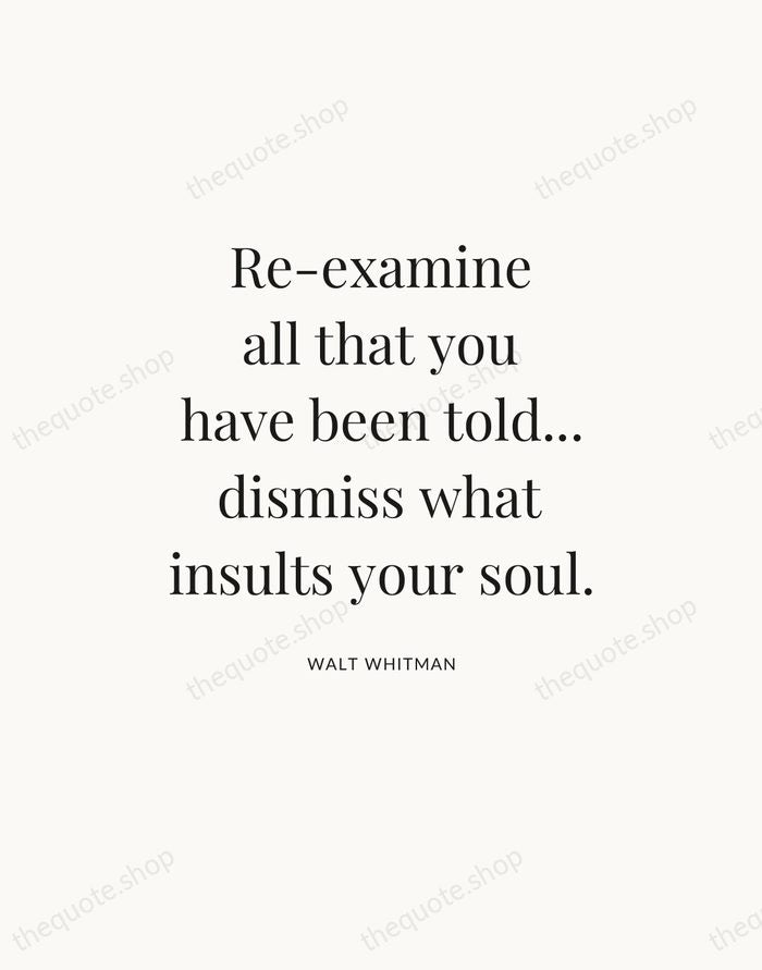 Re-examine all that you have been told... dismiss what insults your soul. — Walt Whitman — Statement Serif