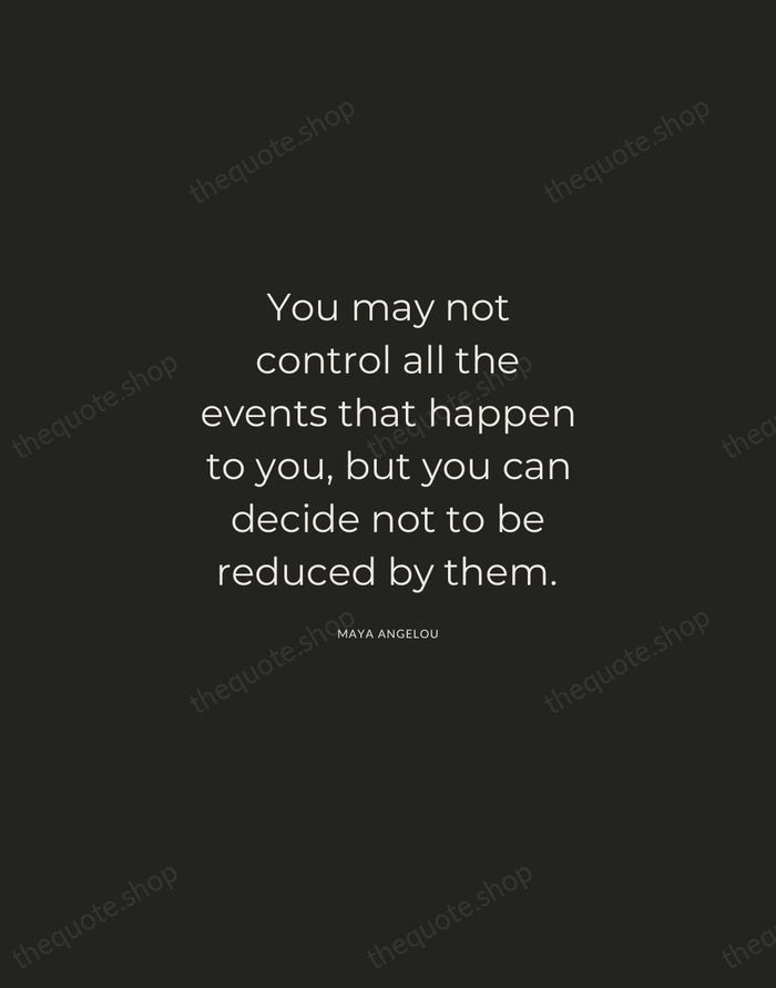 You may not control all the events that happen to you, but… — Maya Angelou — Charcoal Sans