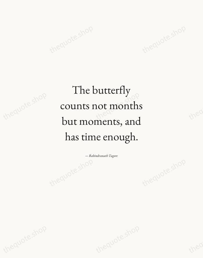 The butterfly counts not months but moments, and has time enough. — Rabindranath Tagore — Quiet Garamond