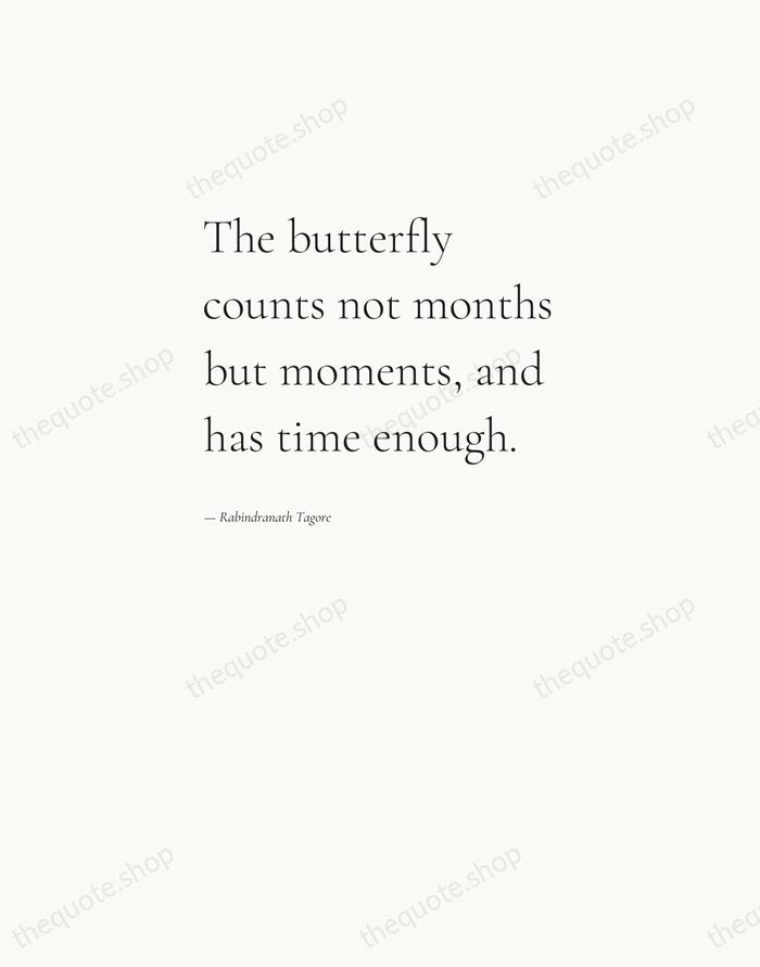 The butterfly counts not months but moments, and has time enough. — Rabindranath Tagore — Editorial Left Serif
