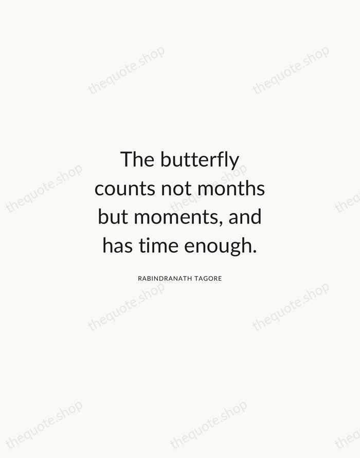 The butterfly counts not months but moments, and has time enough. — Rabindranath Tagore — Modern Sans Calm
