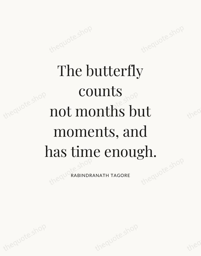The butterfly counts not months but moments, and has time enough. — Rabindranath Tagore — Statement Serif