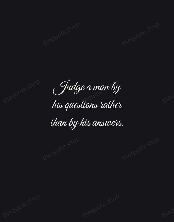 Judge a man by his questions rather than by his answers. — Voltaire — Night Script