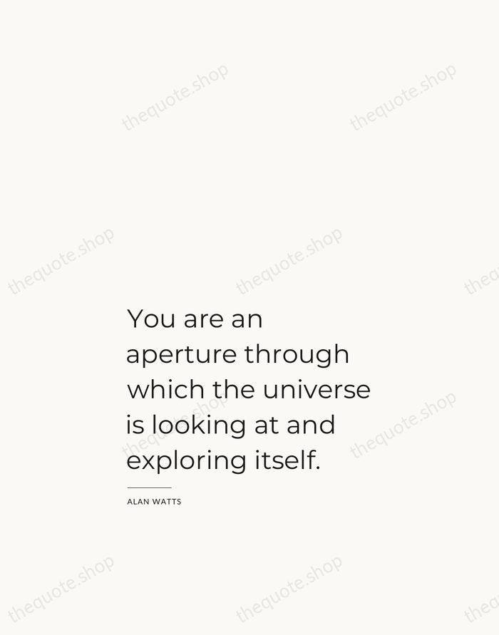 You are an aperture through which the universe is looking at and… — Alan Watts — Studio Left
