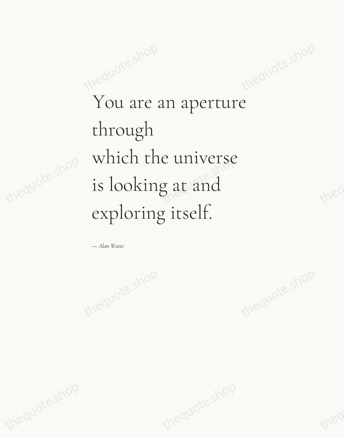 You are an aperture through which the universe is looking at and… — Alan Watts — Editorial Left Serif