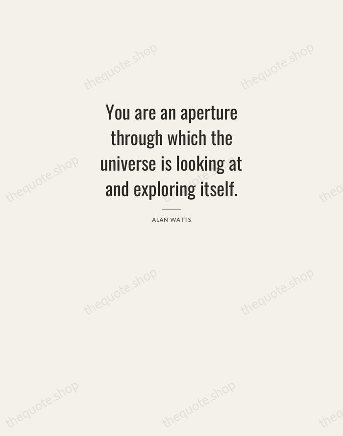 You are an aperture through which the universe is looking at and… — Alan Watts — Letterpress Caps