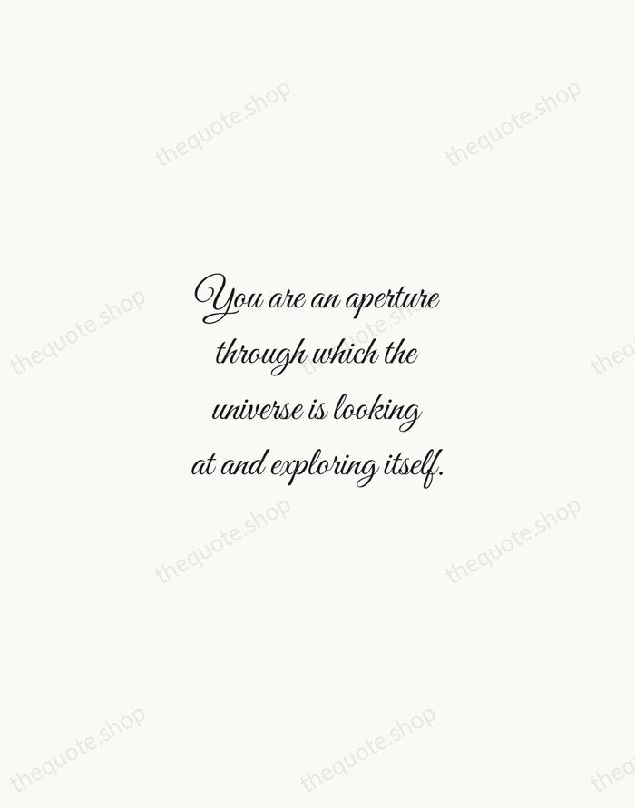 You are an aperture through which the universe is looking at and… — Alan Watts — Script Whisper