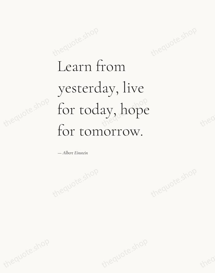 Learn from yesterday, live for today, hope for tomorrow. — Albert Einstein — Editorial Left Serif