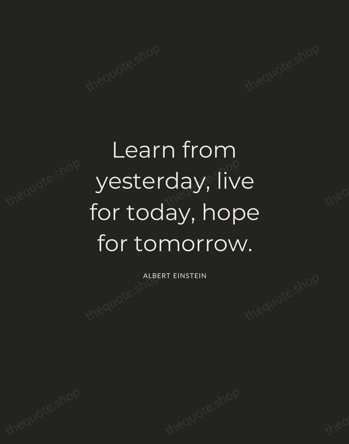 Learn from yesterday, live for today, hope for tomorrow. — Albert Einstein — Charcoal Sans