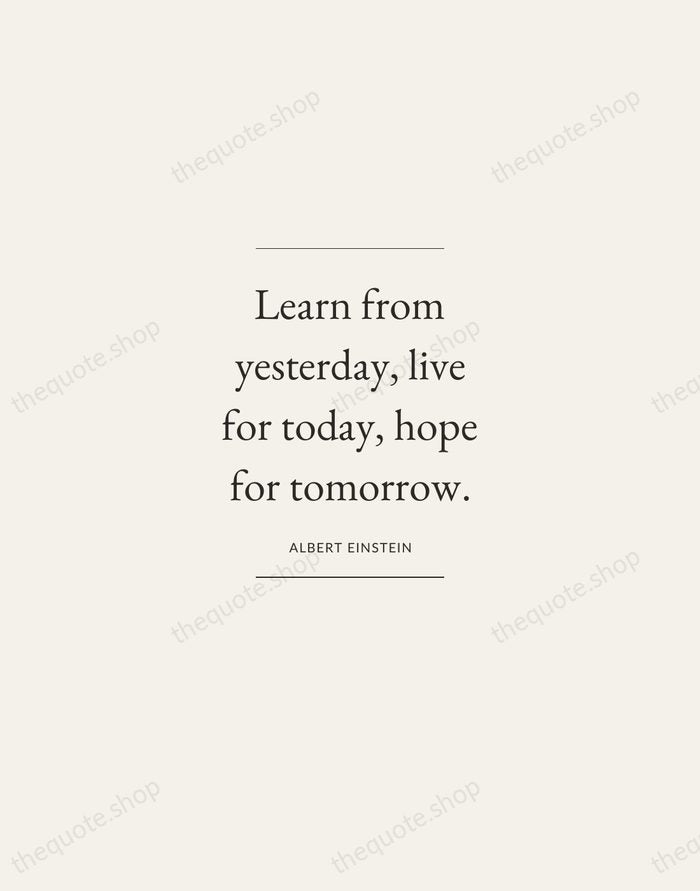Learn from yesterday, live for today, hope for tomorrow. — Albert Einstein — Gallery Frame