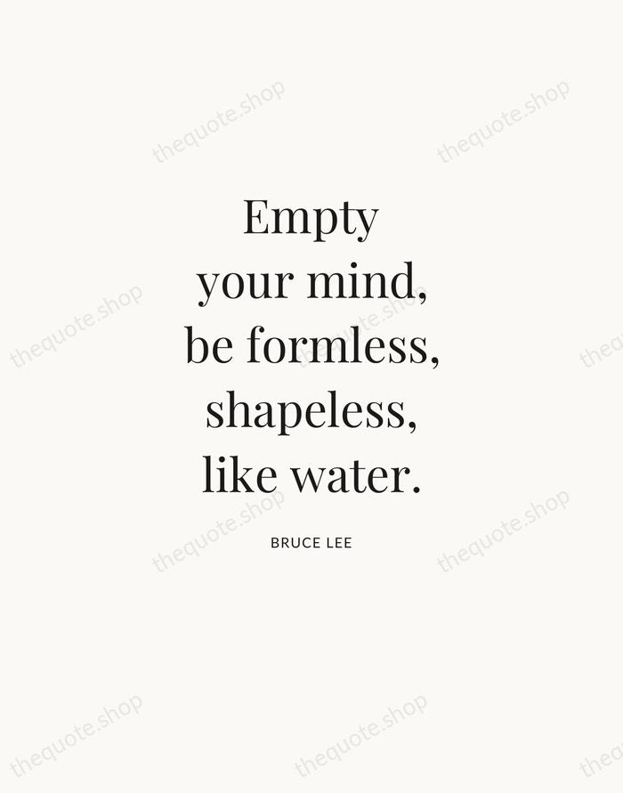 Empty your mind, be formless, shapeless, like water. — Bruce Lee — Statement Serif
