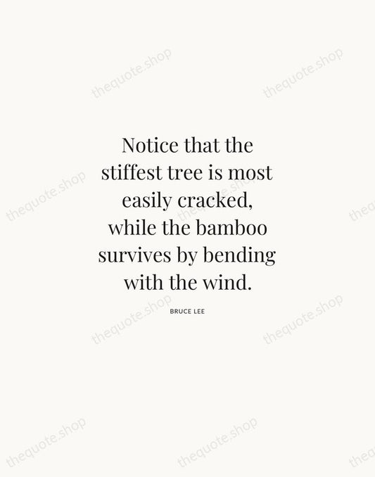 Notice that the stiffest tree is most easily cracked, while the bamboo… — Bruce Lee | Printable Wall Art — Atelier Serif