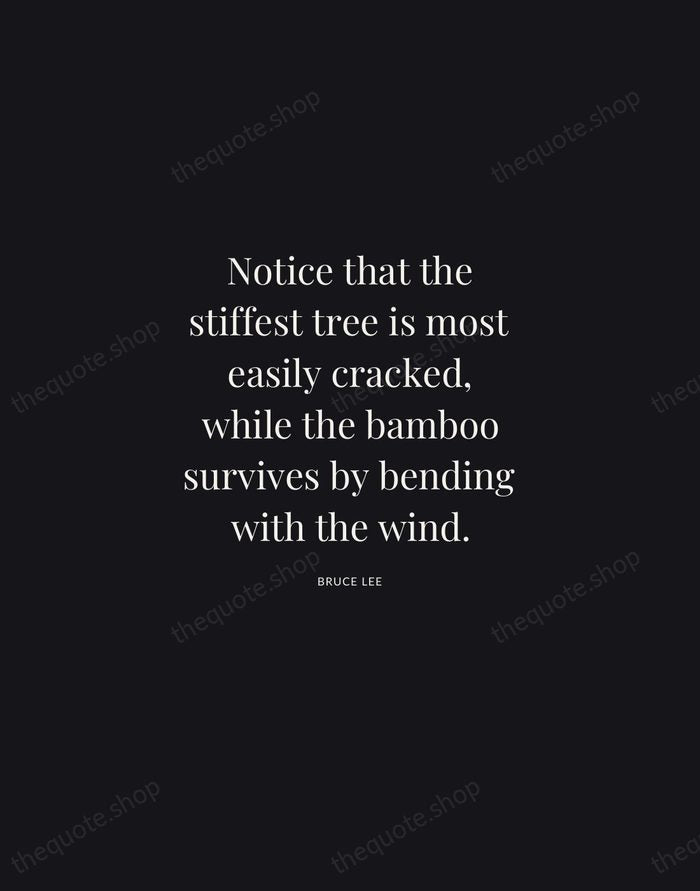 Notice that the stiffest tree is most easily cracked, while the bamboo… — Bruce Lee | Printable Wall Art — Midnight Serif