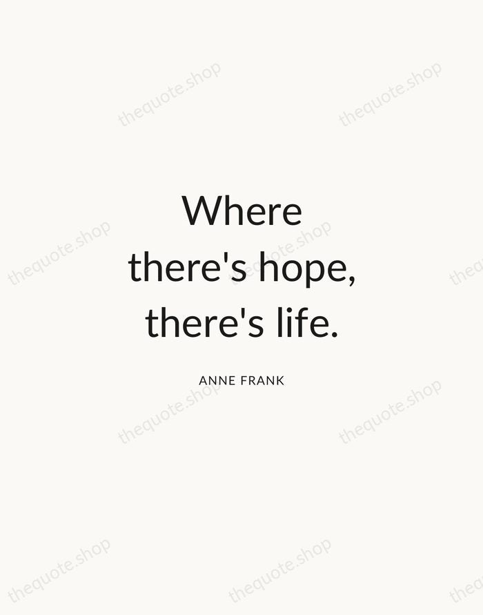 Where there's hope, there's life. — Anne Frank — Modern Sans Calm