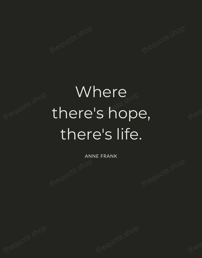 Where there's hope, there's life. — Anne Frank — Charcoal Sans