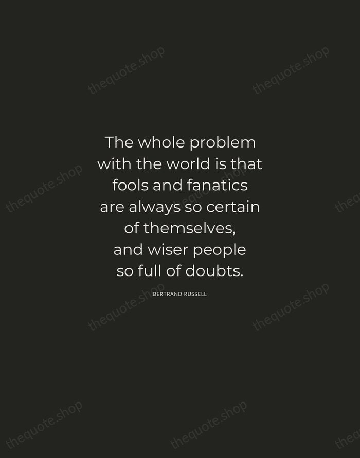 The whole problem with the world is that fools and fanatics are… — Bertrand Russell — Charcoal Sans