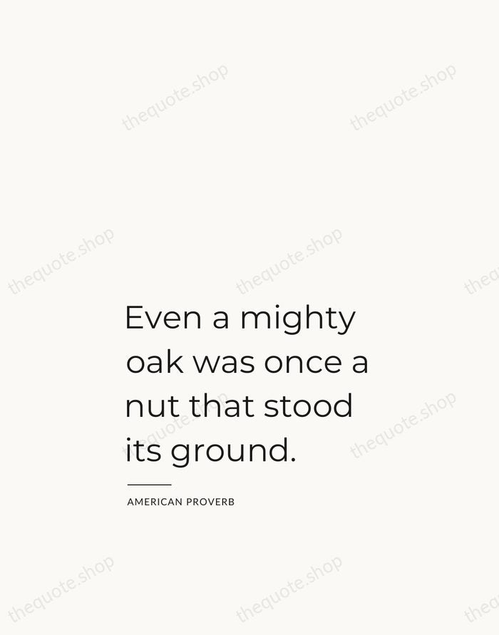 Even a mighty oak was once a nut that stood its ground. — American Proverb — Studio Left