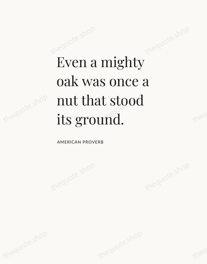 Even a mighty oak was once a nut that stood its ground. — American Proverb — Asymmetric Left