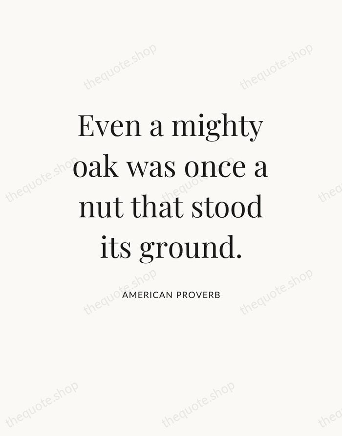 Even a mighty oak was once a nut that stood its ground. — American Proverb — Statement Serif