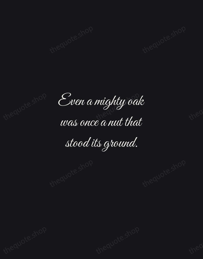 Even a mighty oak was once a nut that stood its ground. — American Proverb — Night Script