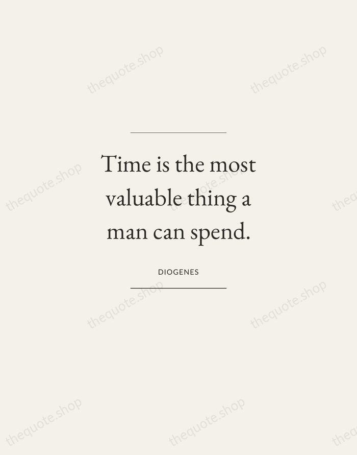 Time is the most valuable thing a man can spend. — Diogenes — Gallery Frame