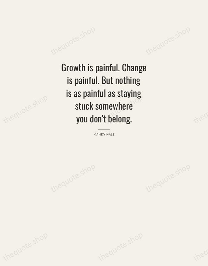 Growth is painful. Change is painful. But nothing is as painful as… — Mandy Hale — Letterpress Caps