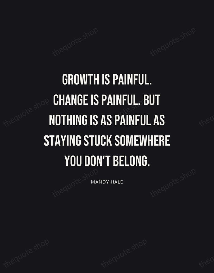Growth is painful. Change is painful. But nothing is as painful as… — Mandy Hale | Printable Wall Art — Poster Condensed