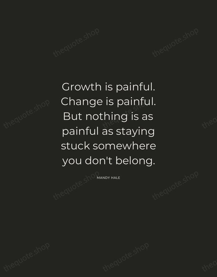Growth is painful. Change is painful. But nothing is as painful as… — Mandy Hale — Charcoal Sans